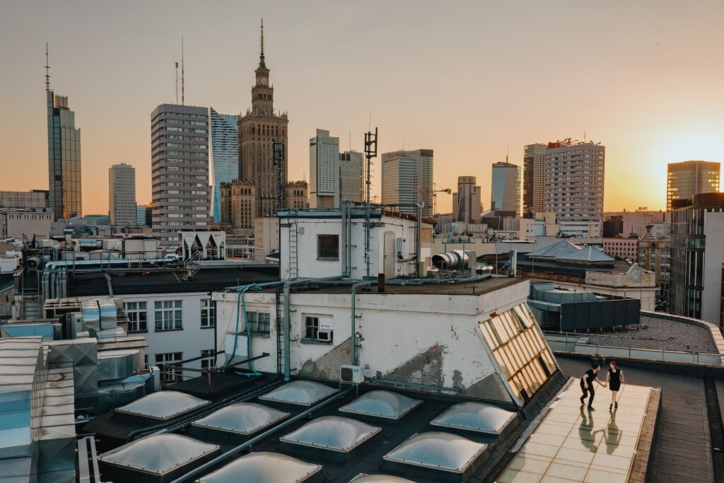 Sesja na dachu w centrum Warszawy